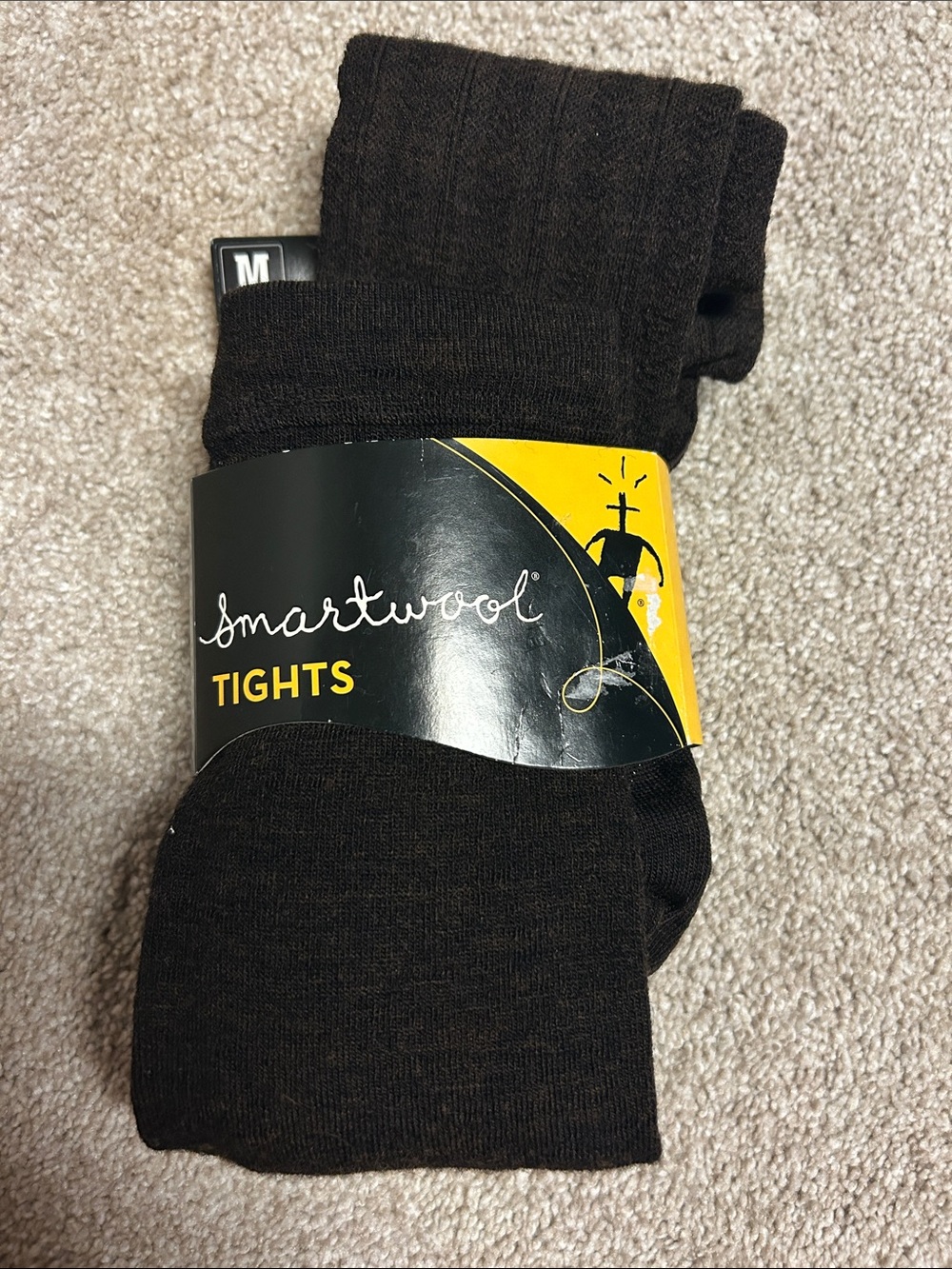 BNWT SMARTWOOL Tights, Chestnut Heather Chevron, Medium